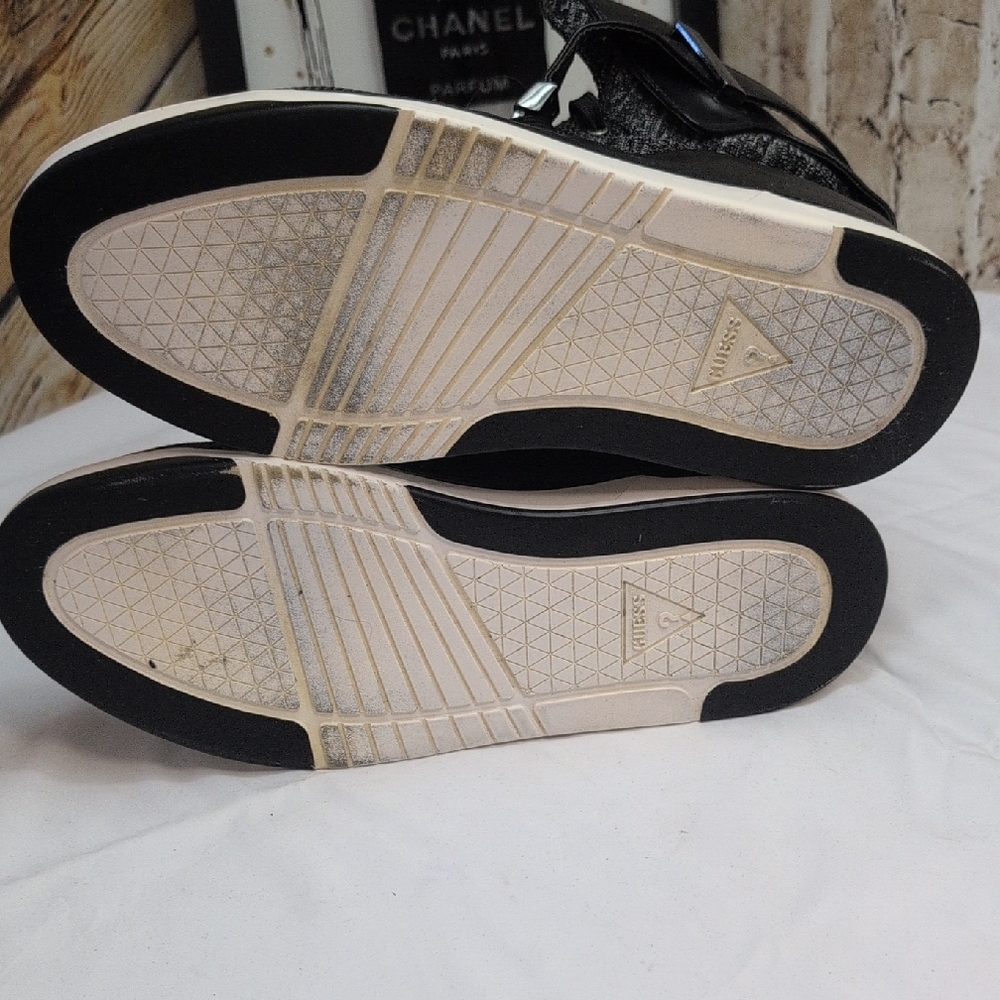 Guess Webber Black and Grey Hi-top Knit Sneakers. - Picture 5 of 8